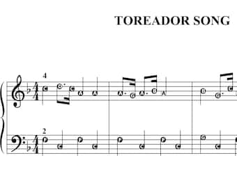 Bizet - TOREADOR SONG (beginner Piano) sheet music ,Classical music, Music score, digital music score, pop piano songs