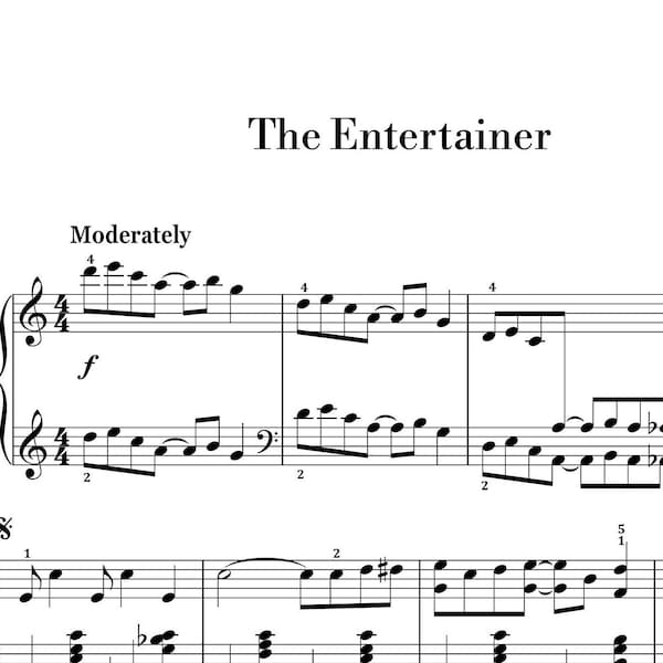 Joplin - The Entertainer (Easy Piano) Noten, Klassische Musik, Musikpartitur, digitale Musikpartitur, Poppiano-Songs