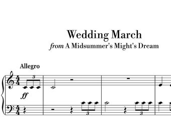 Mendelssohn - Wedding March (Easy Piano) sheet music ,Classical music, Music score, digital music score, pop piano songs