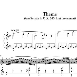 Mozart -  Sonata in C K.545 (Easy Piano) sheet music ,Classical music, Music score, digital music score, pop piano songs