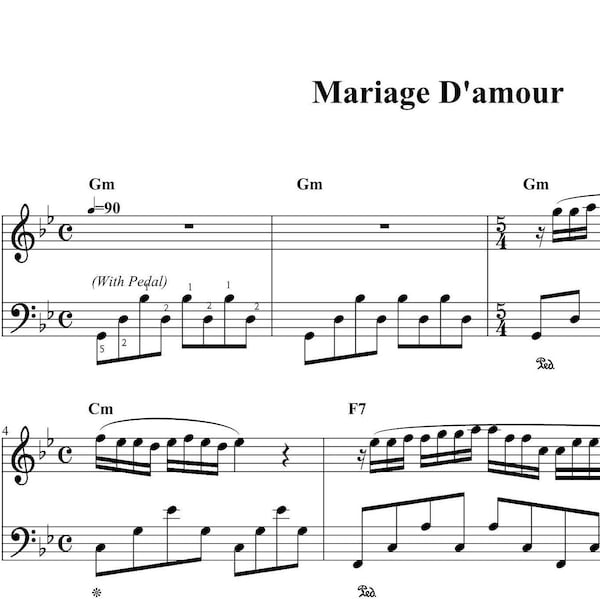 George Davidson - Mariage D'amour  Piano sheet music ,Classical music, Music score, digital music score, pop piano songs
