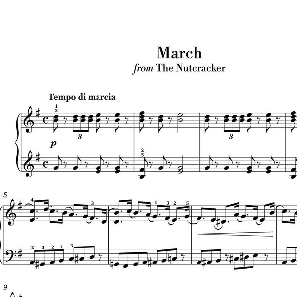 Tchaikovsky - March from The Nutcracker (Easy Piano) sheet music ,Classical music, Music score, digital music score, pop piano songs