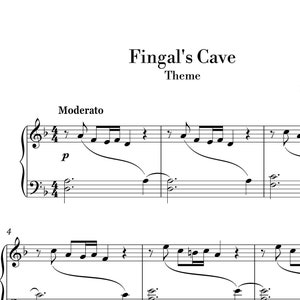 Mendelssohn - Fingal's Cave (Easy Piano) sheet music ,Classical music, Music score, digital music score, pop piano songs