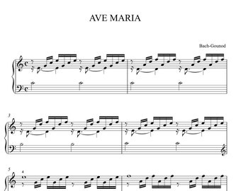 Gounod - Ave Maria for piano solo (Intermediate version) sheet music,Classical music,Music score,digital music score,pop piano songs