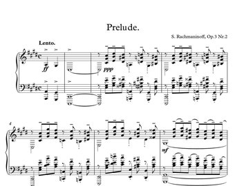 Rachmaninoff-Prelude in C# minor Op.3 No.2 (Piano) sheet music,Classical music,Music score,digital music score,pop piano songs