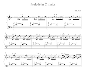 Bach - Prelude in C major, BWV 846 (Piano solo) sheet music,Classical music,Music score,digital music score,pop piano songs