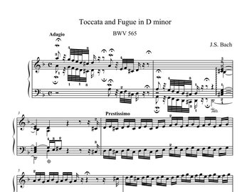 Bach - Toccata and Fugue in D minor BWV 565 Piano solo sheet music,Classical music,Music score,digital music score,pop piano songs