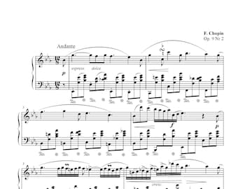 Chopin- Nocturne in E-flat Major, Op. 9, No. 2 sheet music,Classical music,Music score,digital music score,pop piano songs