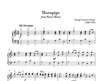 Handel - Hornpipe (from Water Music) (Easy Piano) sheet music ,Classical music, Music score, digital music score,
