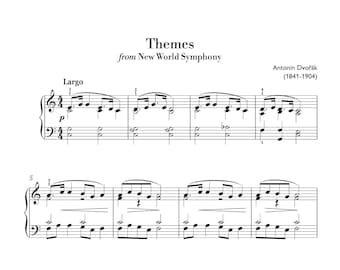 Dvorak - Themes from New World Symphony (Easy Piano) sheet music ,Classical music, Music score, digital music score, pop piano songs