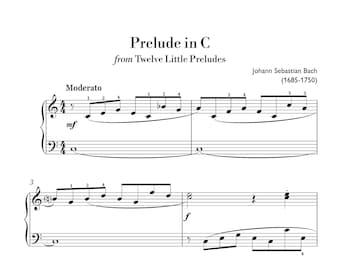 Bach - Prelude in C (Easy Piano) sheet music ,Classical music, Music score, digital music score, pop piano songs