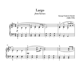 Handel - Largo (from Xerxes) (Easy Piano) sheet music ,Classical music, Music score, digital music score