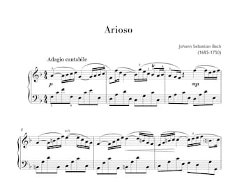 Bach - Arioso (Easy Piano) Noten, Klassische Musik, Musikpartitur, digitale Musikpartitur, Poppiano-Songs