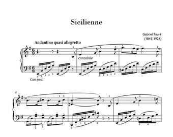 Faure - Sicilienne (Easy Piano) sheet music ,Classical music, Music score, digital music score, pop piano songs