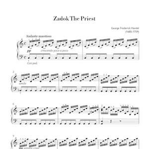 Handel - Zadok the Priest (Easy Piano) sheet music ,Classical music, Music score, digital music score, pop piano songs