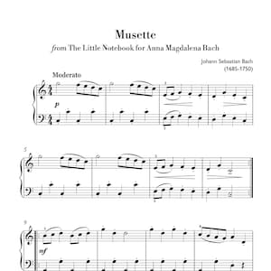 Bach - Musette (Easy Piano) sheet music ,Classical music, Music score, digital music score, pop piano songs