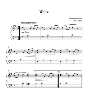 Brahms - Waltz No.15 (Easy Piano) sheet music ,Classical music, Music score, digital music score, pop piano songs