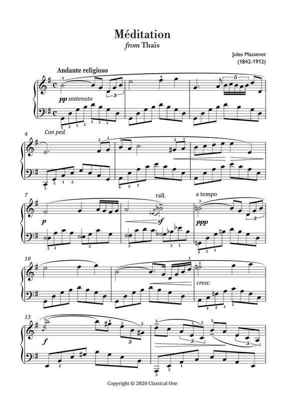 Meditation from thais deals piano