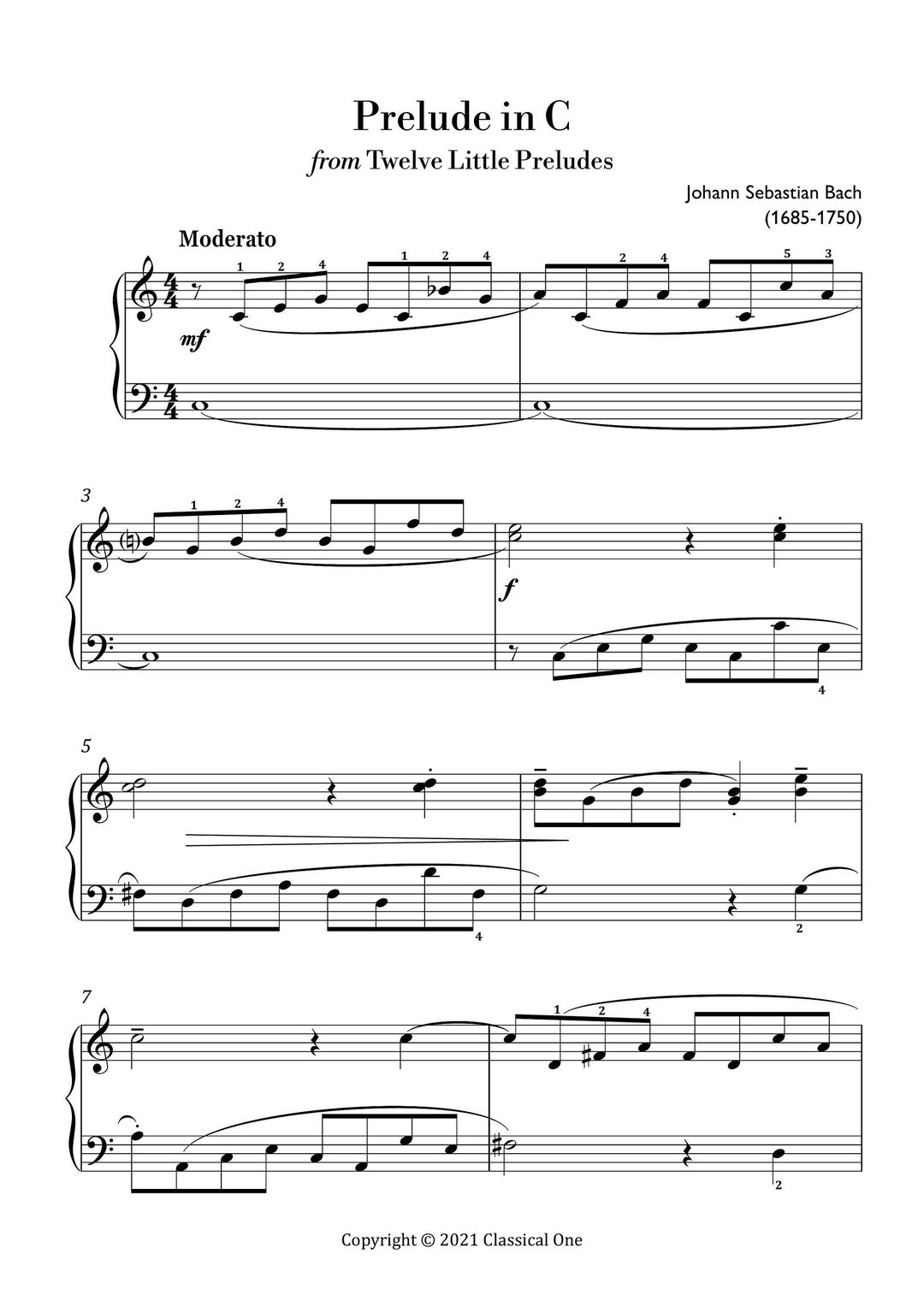 Free Piano Sheet Music – Prelude In A Minor – J. C. Bach – Michael