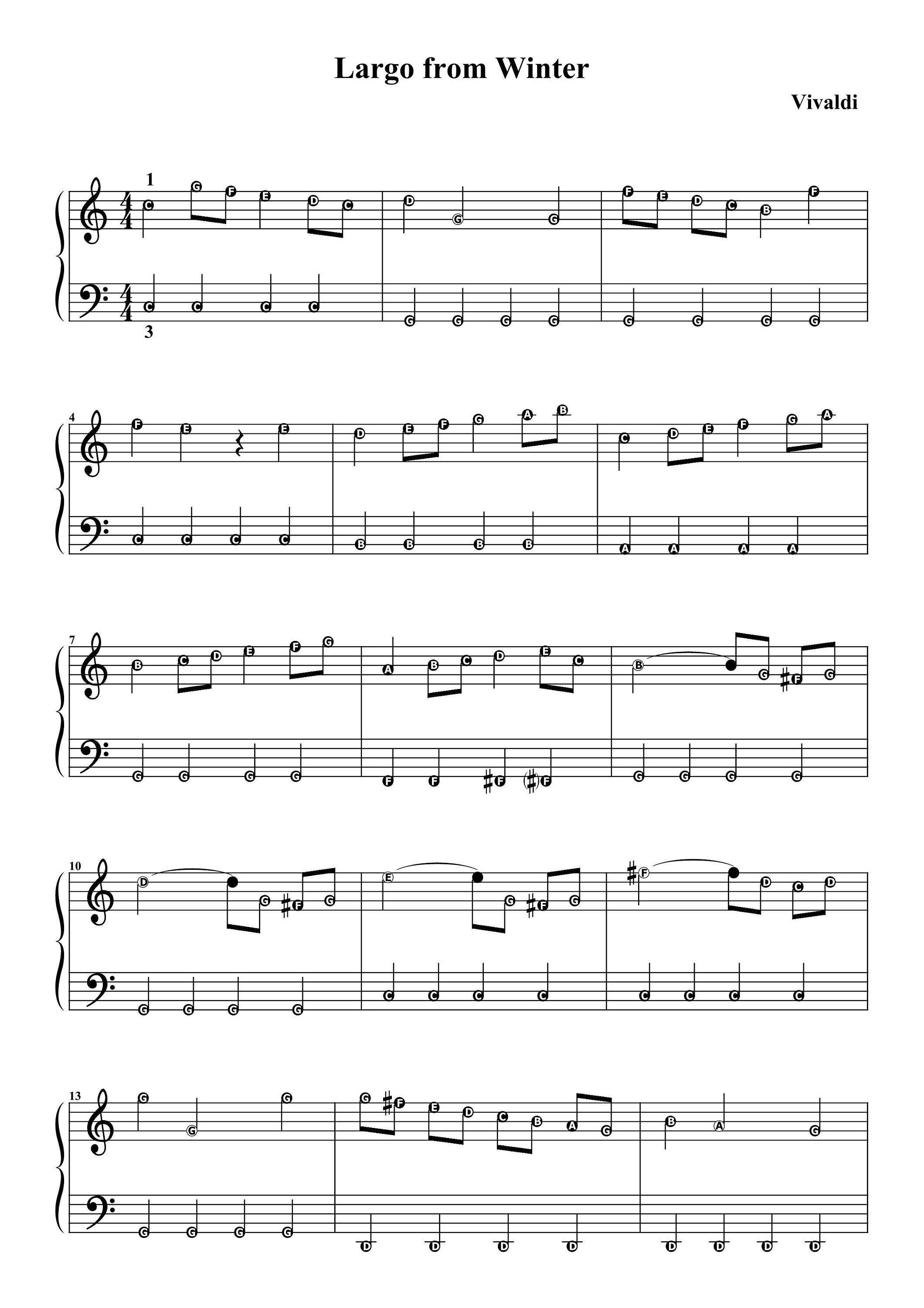 ヴィヴァルディ - ラルゴ 冬より (ピアノ初心者) 楽譜、クラシック音楽、楽譜、デジタル楽譜、ポップピアノ曲 - Etsy 日本