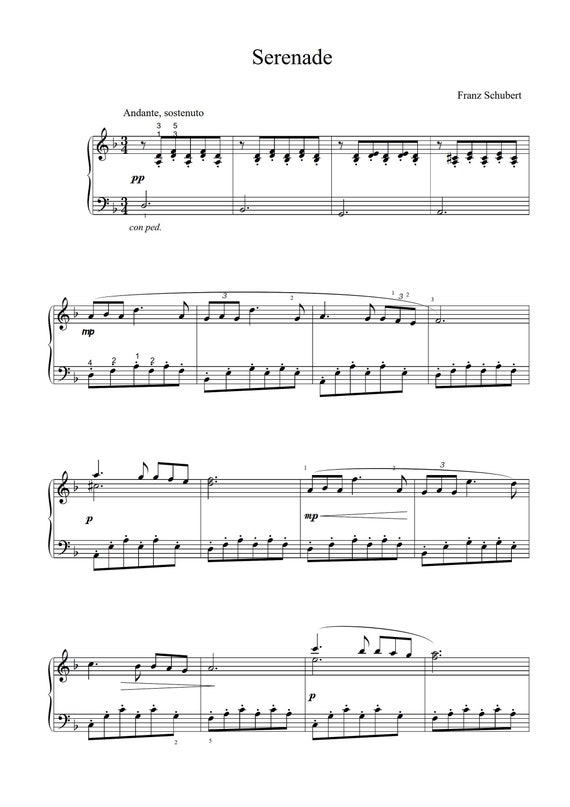 Serenade schubert piano outlet