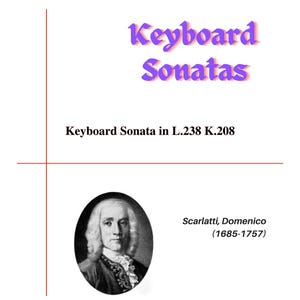 Scarlatti - Sonata in A Major, L. 238, K. 208 - Piano sheet music, 3 pages, Classical music, Digital score, Piano sheet music