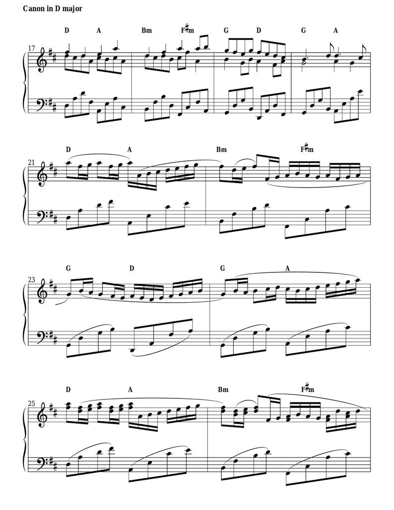 Pachelbel - Canon in D Major (beautiful Piano Solo) - Piano Sheet Music ...