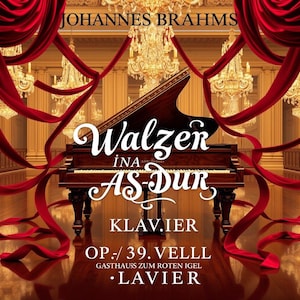 Brahms - Waltz in A - Flat Major, Op. 39, No. 15 - Piano sheet music, 2 pages, Classical music, Digital score, Piano sheet music
