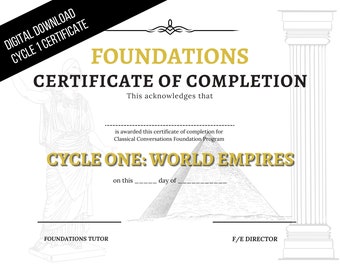 Classical Conversations Year End Certificate Cycle 1 | *NEW* | DIGITAL Download (PDF) | F/E Directors