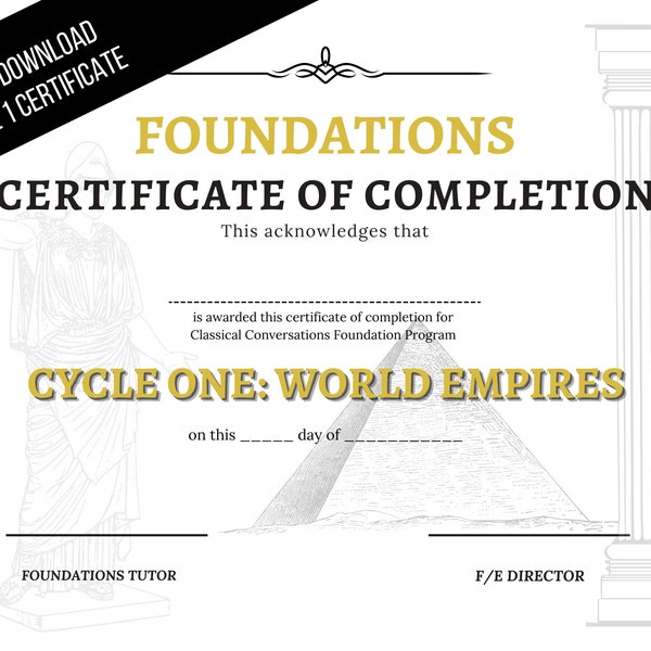 Classical Conversations Year End Certificate Cycle 1 | *NEW* | DIGITAL Download (PDF) | F/E Directors