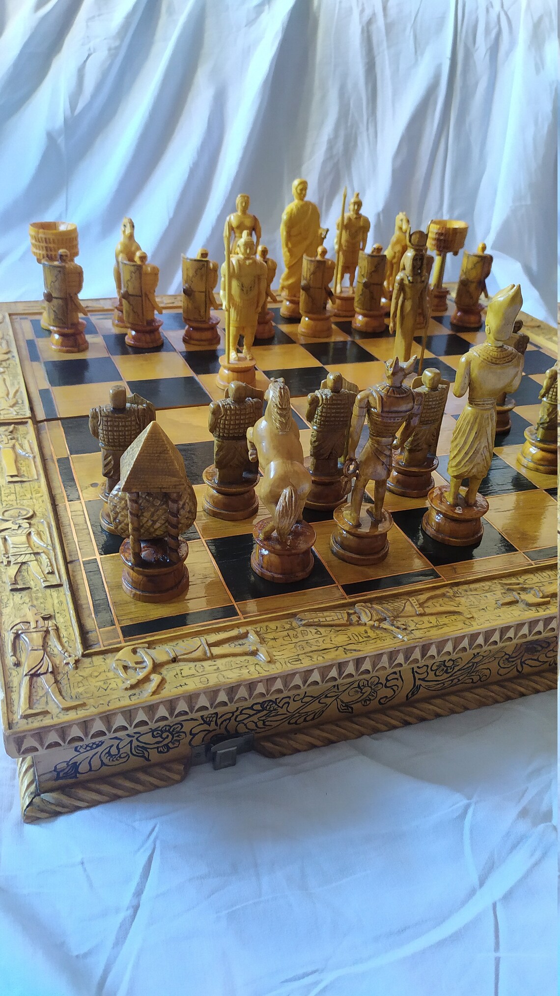 Wooden chess set handcarved Etsy