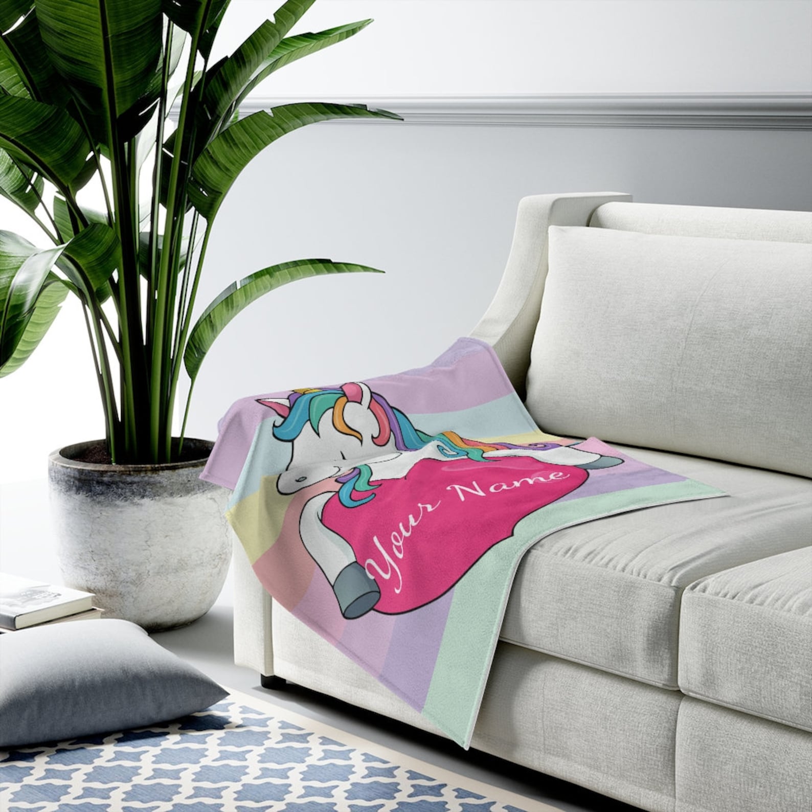 Personalized Unicorn Blanket For Unicorn Lovers Custom Name Etsy