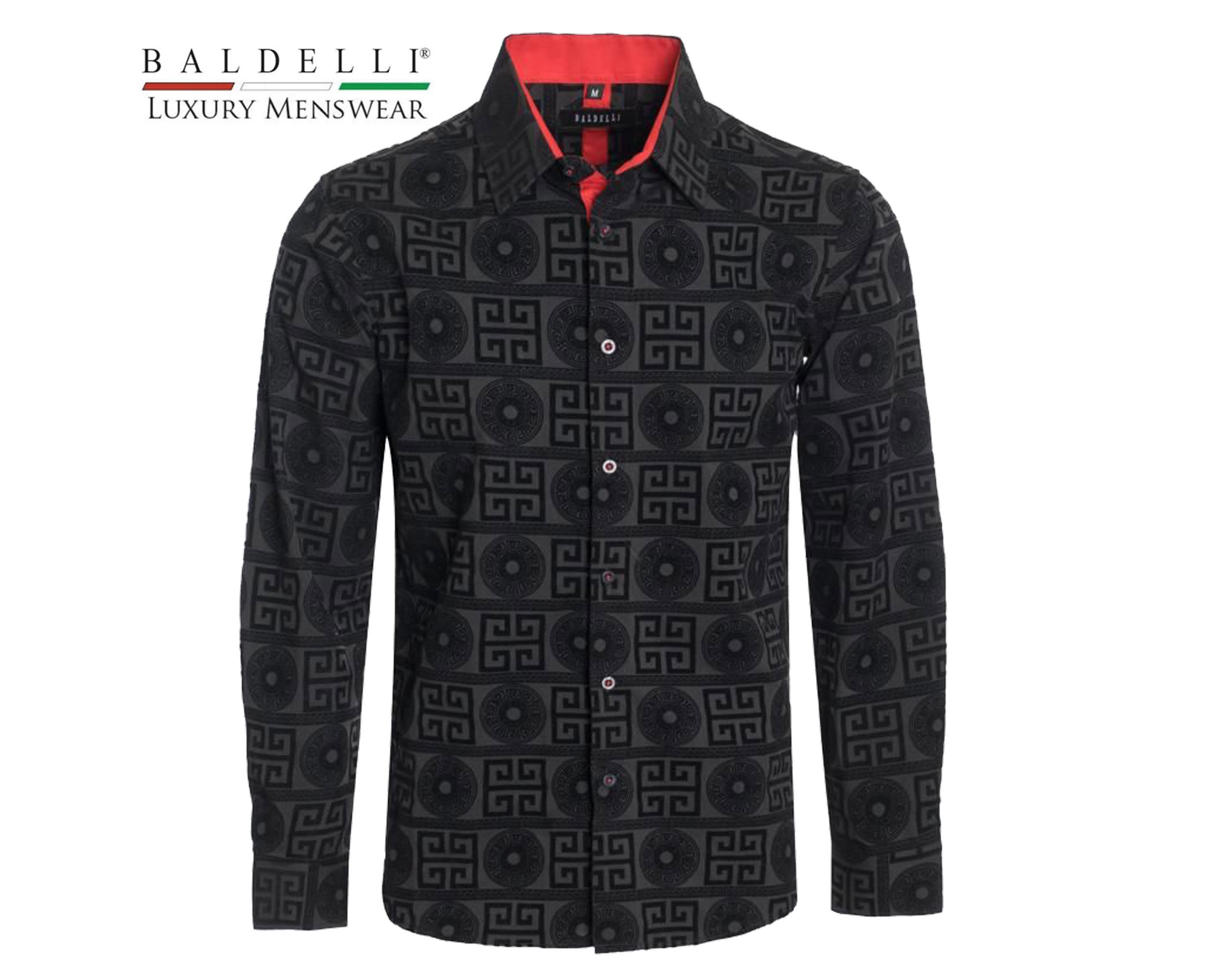Men's Fashion Dress Shirt Elegant Flocked Meander Pattern Baldelli8701