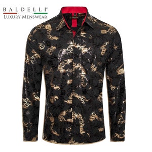 Mens Black and Gold Dress Shirt - Etsy