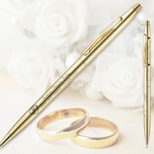 Slim Deluxe Gold Tone Metal Custom Wedding Ink Pen - Add your Free Imprint