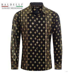 Mens Black and Gold Dress Shirt - Etsy