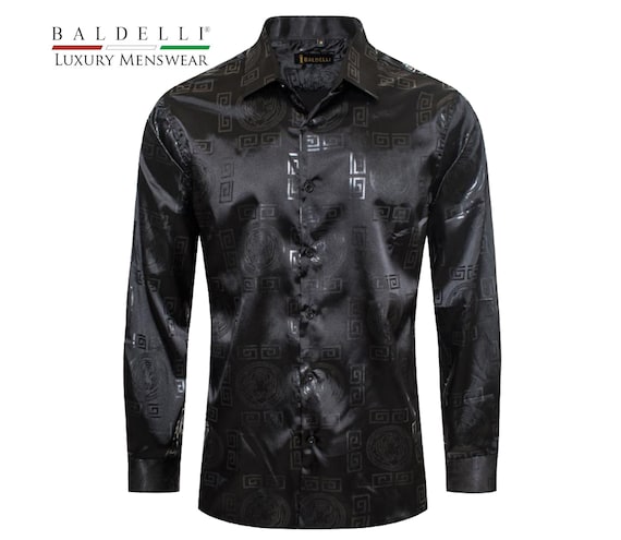 black satin mens dress shirt Kate Elegant Black and Gold Christmas Front Door Printed Backdrop Designed by Mandy Ringe Photography, Microfiber (Printed) / 8x6ft main image 0