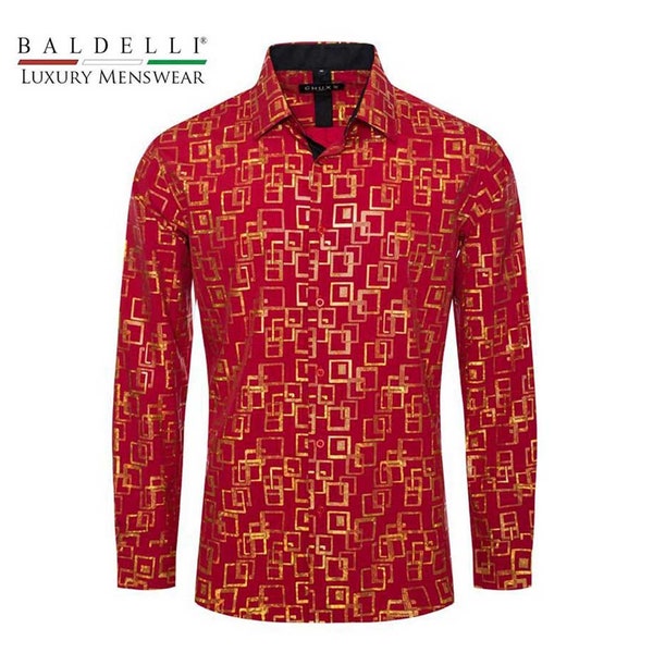 Red And Gold Casual Long Sleeve Shirt 44031 main image 1