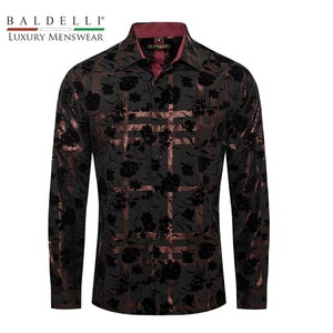 slim fit dress slacks Men's Plus Size Rose Gold Silk Blend Ethnic Shirt main image 0