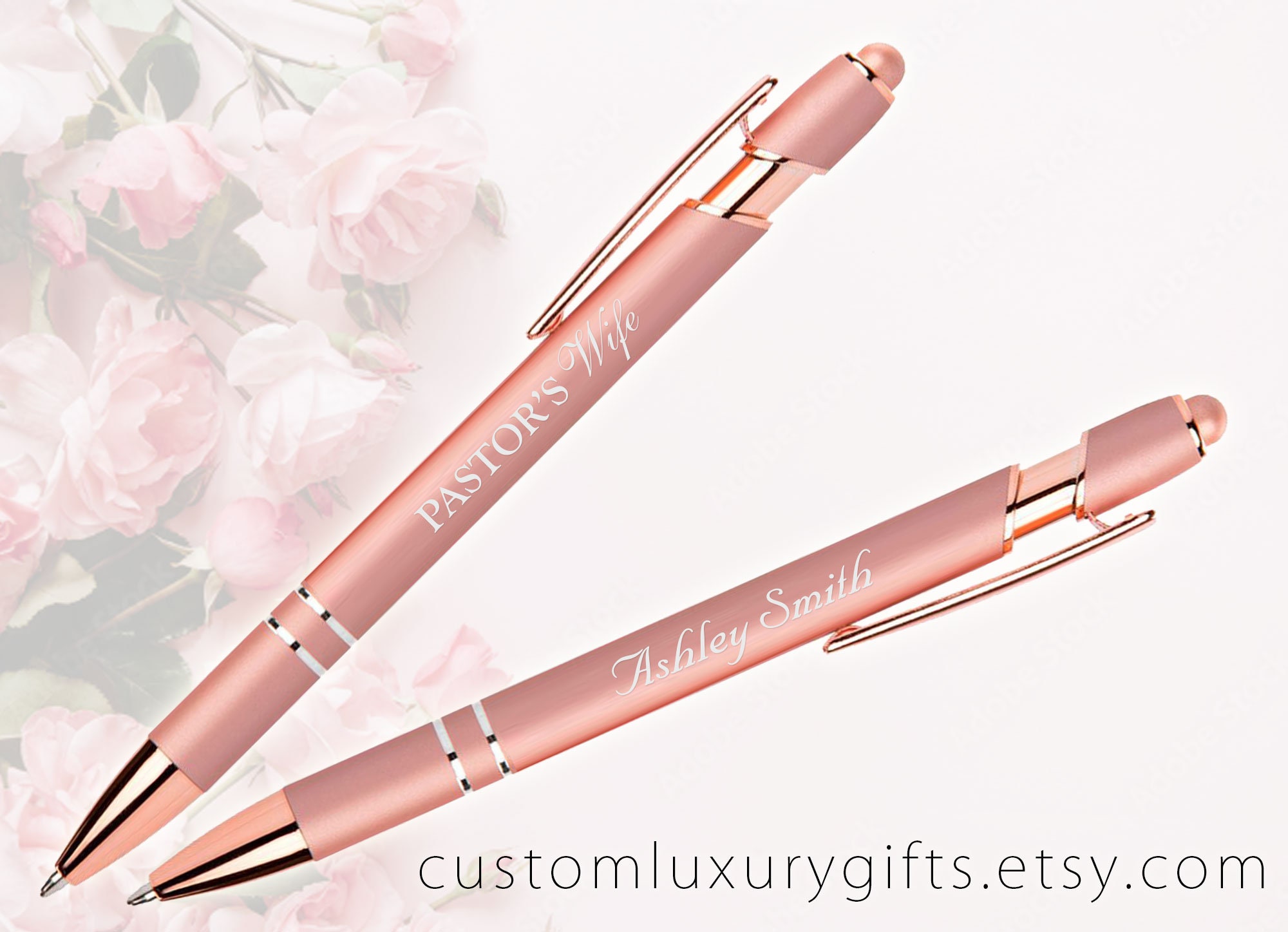 Pastor's Wife, Rose Gold Soft touch Stylus Pen - Optional Name or Inscription