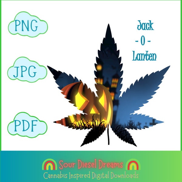 Jack-O-Lantern, Pot Leaf Printable, Stoners Printable, Marijuana Leaf PNG, Cannabis, Spooky, Haunted, Halloween, Scary, Spooky