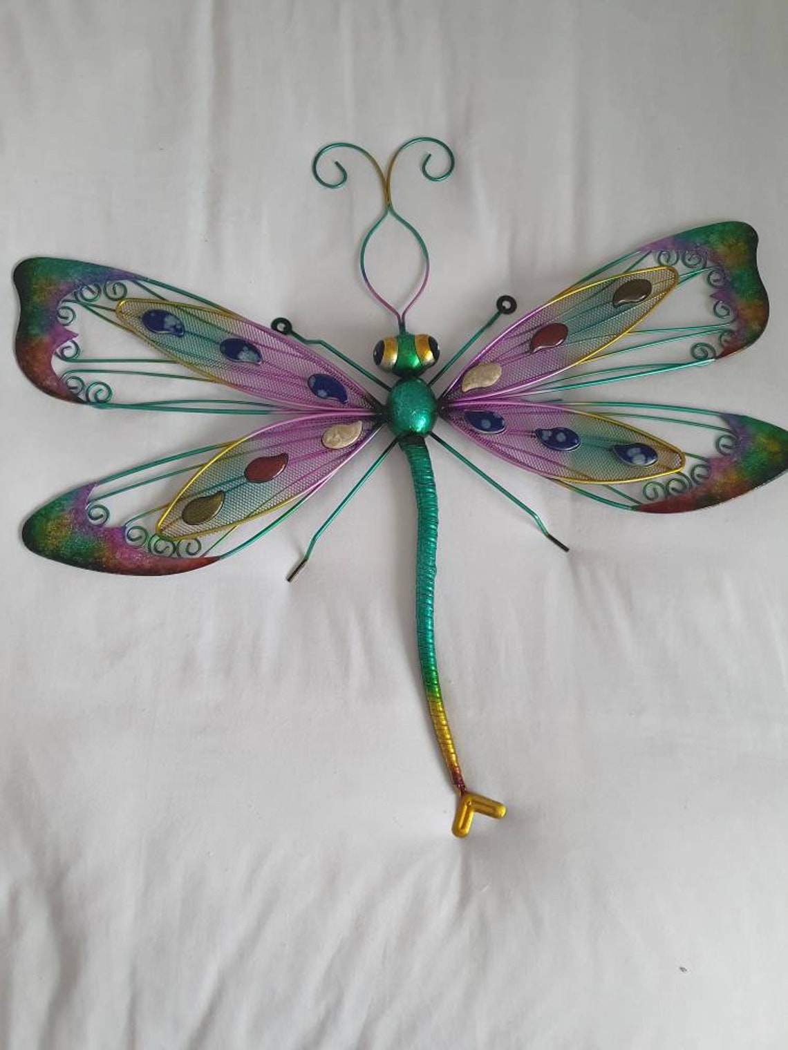 Large Dragonfly Metal Wall Art Home Decor Beautiful Colourful Etsy