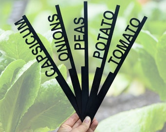 Steel Herb & Vegetable Name Garden Stakes | Sturdy Outdoor Veggie Patch Sign | Custom Laser Cut | Metal Personalised Plant Label Markers