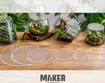 Bulk Terrarium Accessory Lids | 90mm - 220mm 3mm Clear Acrylic Circle | Custom Made Laser Cut Craft Supplies Australia | Blank Round Shape