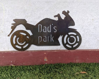 Outdoor Personalised Rustic Metal Motorbike Pistons Spark Plug Shed Sign Dad Shed Fathers Day Gift Christmas Gift for Dad