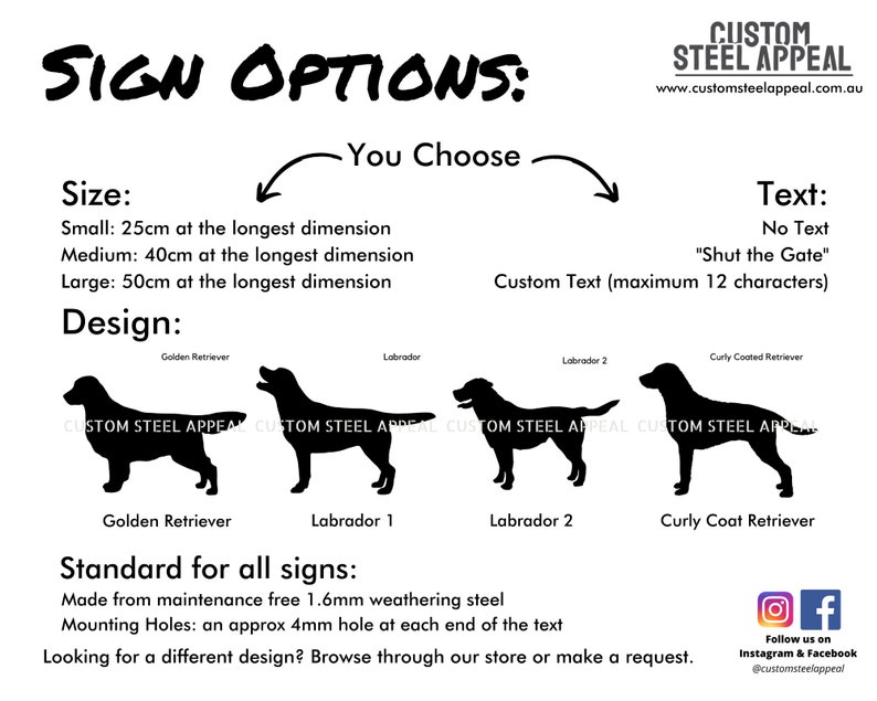 Labrador Golden Flat Coat Retriever Dog Silhouette, Shut the Gate Sign, Outdoor Rustic Metal, Laser Cut, Custom Made in Australia image 5