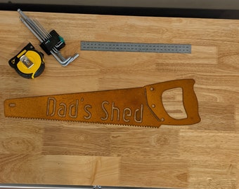 Hand Saw | Outdoor Rustic Metal Tools Shed Sign,  Fathers Day Gift, Dad's Shed, Christmas Gift for Dad