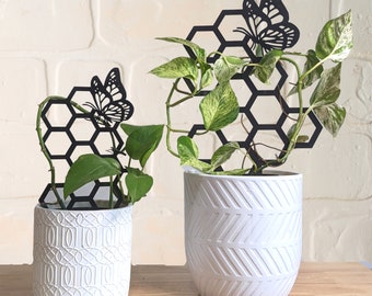 Decorative Climbing Plant Support Trellis | Indoor Decor | Butterfly Bee Heart Hexagon Made in Australia | Housewarming Gift Idea for Mum