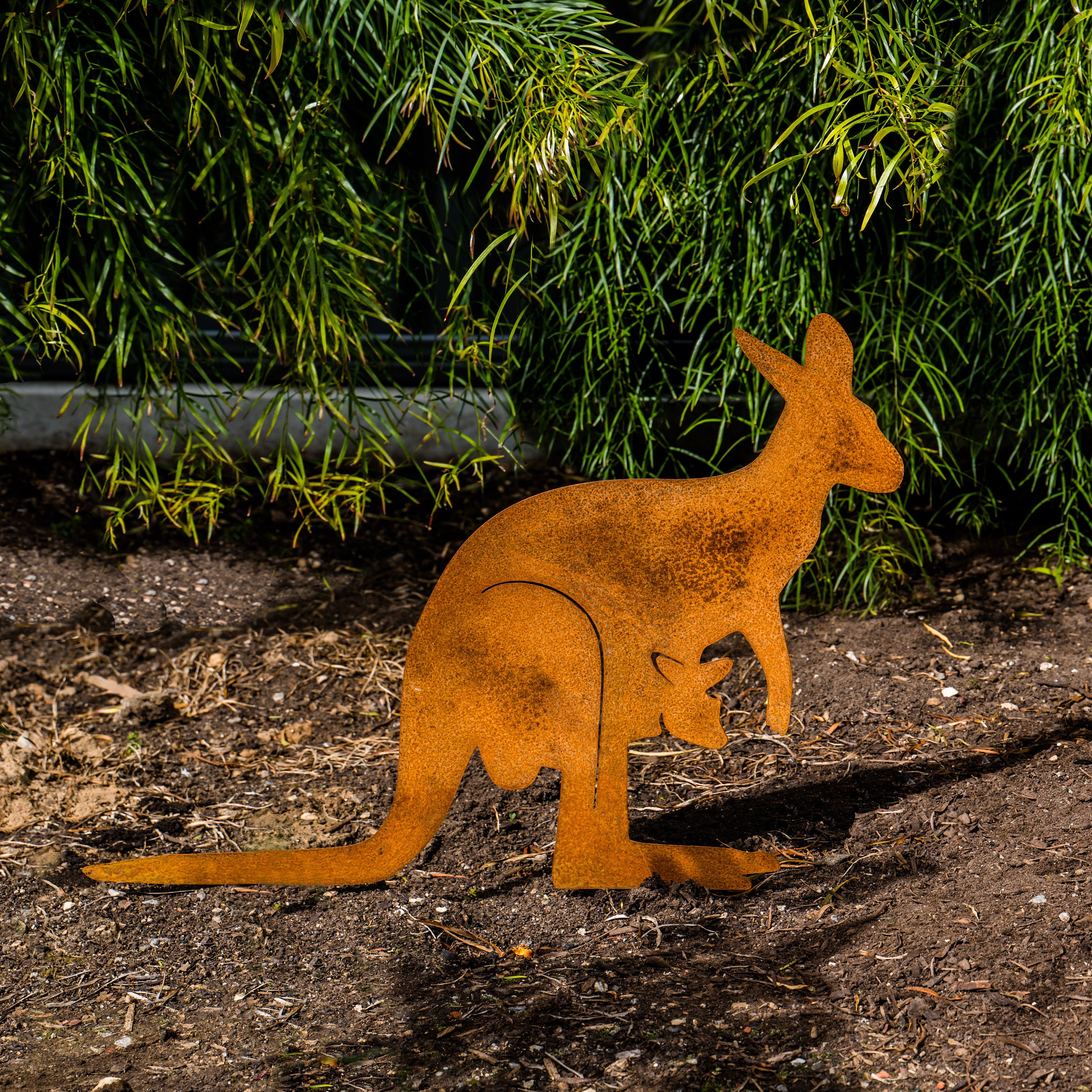 Rustic Metal Kangaroo Garden Decor, Australian Native Animal Art