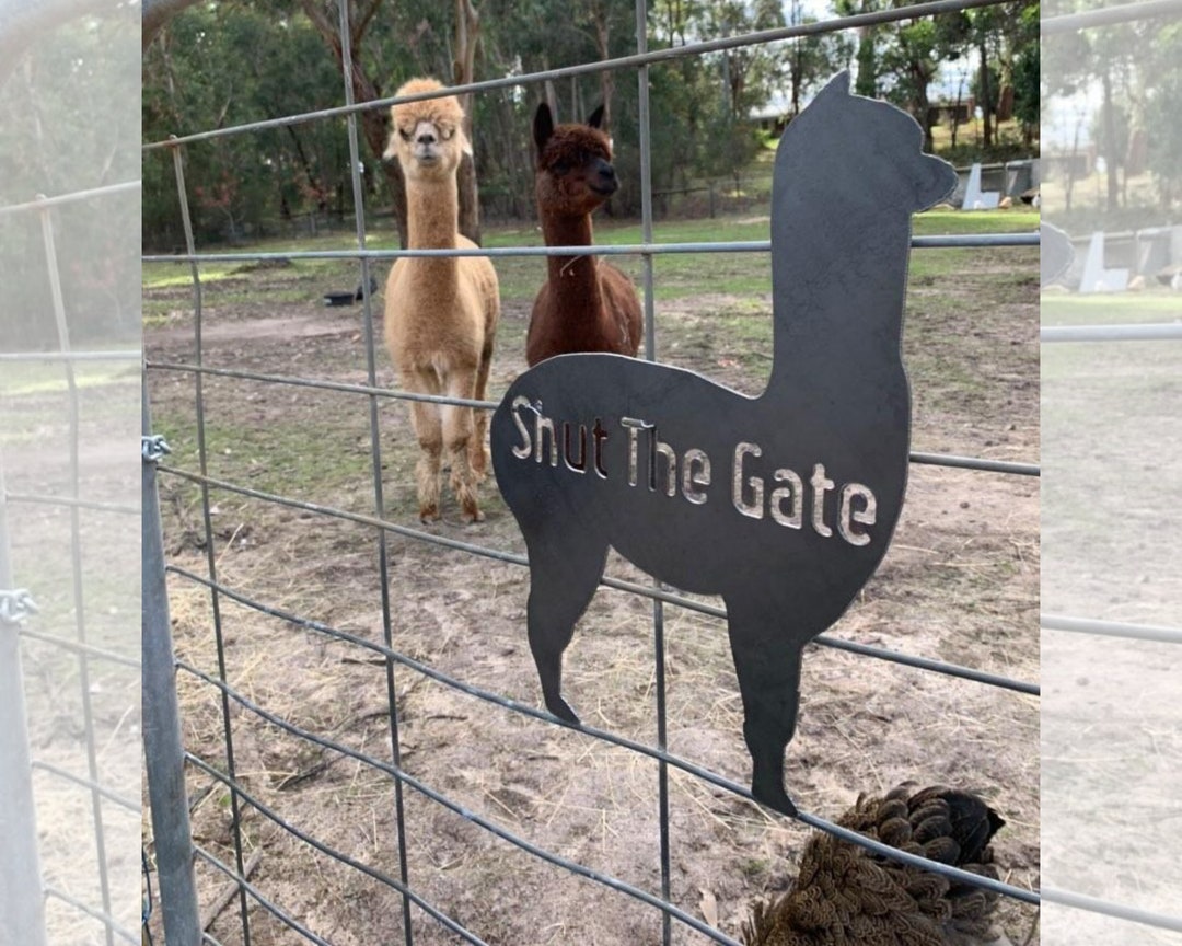 Alpaca Silhouette Animal Sign | Shut the Gate | Personalised Custom ...